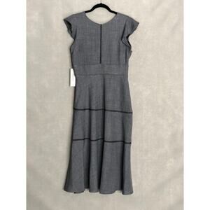 Calvin Klein A-Line Midi Dress Short Flutter Sleeve Blue Women's Size 8 NEW